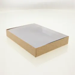 24 Choc Board Box & Internal Clear Lid; Cocoa Shell Paper